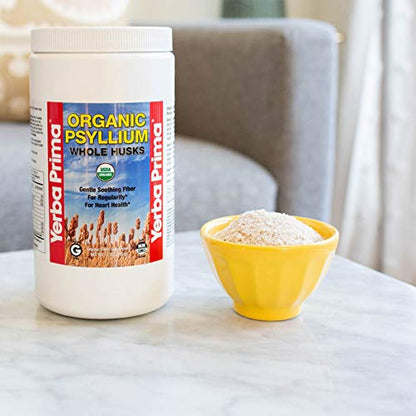 Yerba Prima Organic Psyllium Whole Husks 12 oz | Non-GMO | Certified Organic