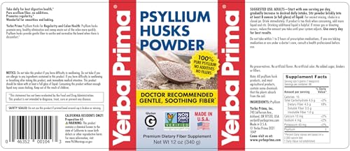 Yerba Prima Psyllium Husk Powder 12 oz – Natural Fiber Supplement for Gut Health