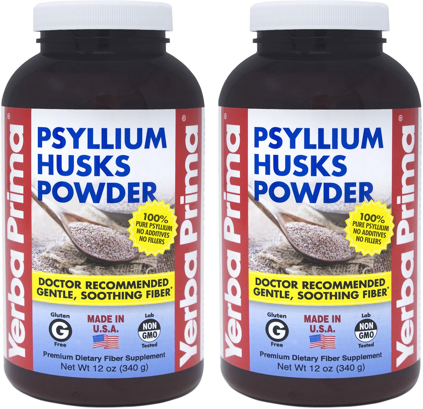 Yerba Prima Psyllium Husk Powder 12 oz (Pack of 2) – Natural Fiber Supplement