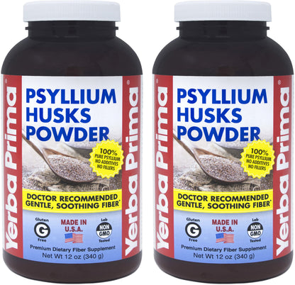 Yerba Prima Psyllium Husk Powder 12 oz (Pack of 2) – Natural Fiber Supplement