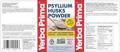Yerba Prima Psyllium Husk Powder 12 oz (Pack of 2) – Natural Fiber Supplement