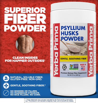 Yerba Prima Psyllium Husk Powder 24oz - Fine Ground, Unflavored, Sugar Free
