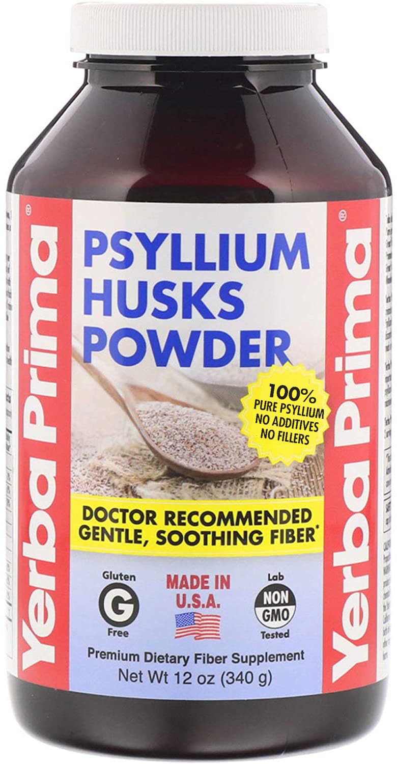 Yerba Prima Psyllium Husks Fiber Powder 12 oz - Natural Fiber Supplement