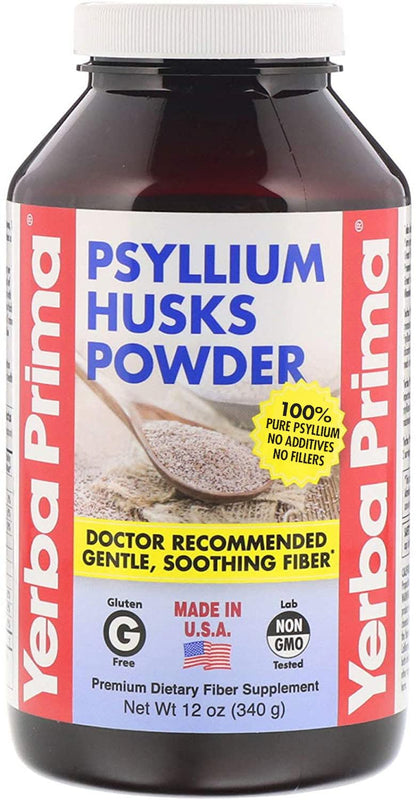 Yerba Prima Psyllium Husks Fiber Powder 12 oz - Natural Fiber Supplement