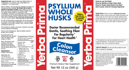 Yerba Prima Psyllium Whole Husks Pack of 2 – All Natural Fiber, Gluten Free, Non-GMO, Made in USA