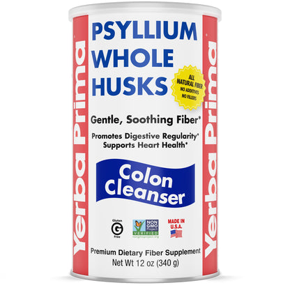 Yerba Prima Psyllium Whole Husk 12 oz – Fiber Supplement, Vegan, Gluten Free