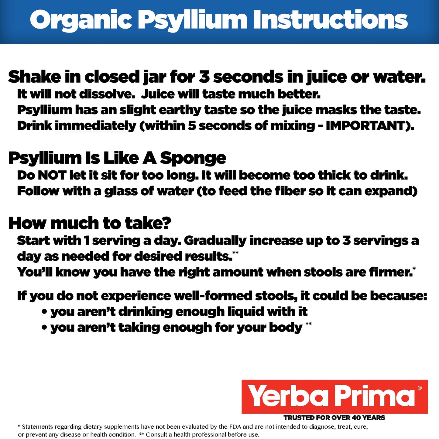 Yerba Prima Organic Psyllium Whole Husks - 20 oz Colon Cleanser | Regularity, Detox, Gluten Free, Non-GMO, Vegan