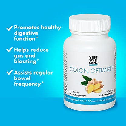 Yes You Can! Probiotics Colon Optimizer - Digestive Health, Ginger & Peppermint, 30 Capsules (2 Pack)