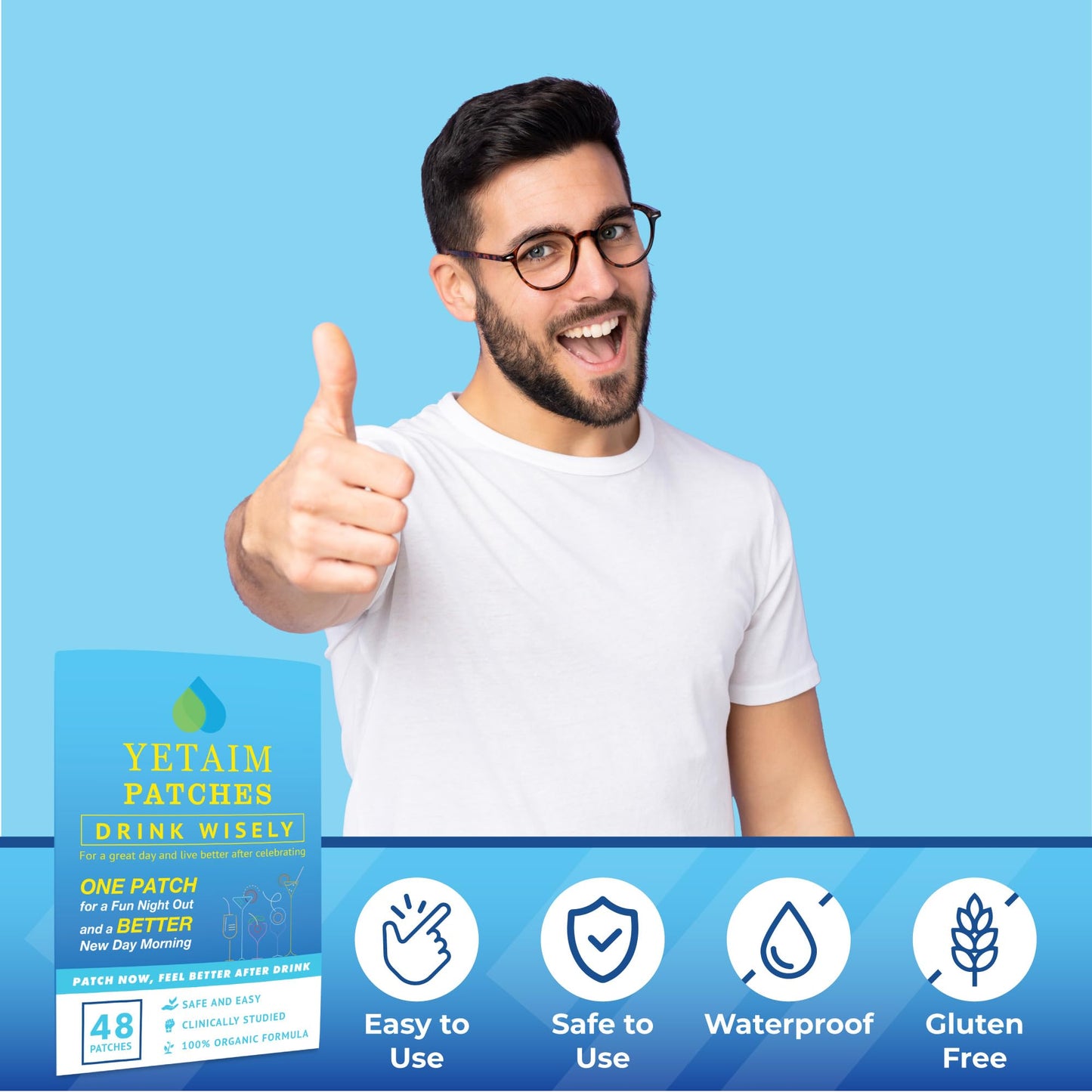 YETAIM Recovery Patches for Women & Men – 48-Pack Energy Boost & Fast Recovery | Day & Night Party Support