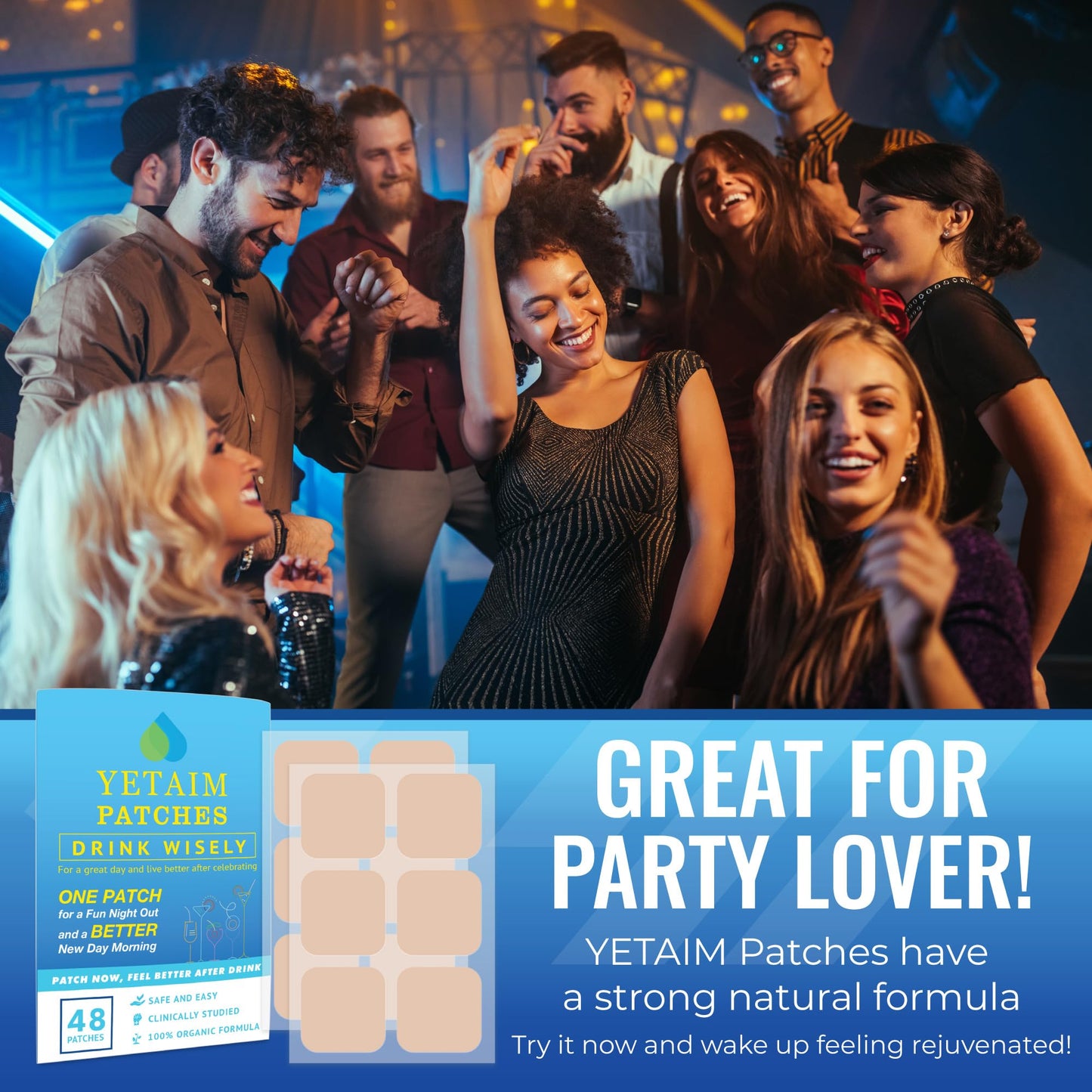 YETAIM Recovery Patches for Women & Men – 48-Pack Energy Boost & Fast Recovery | Day & Night Party Support