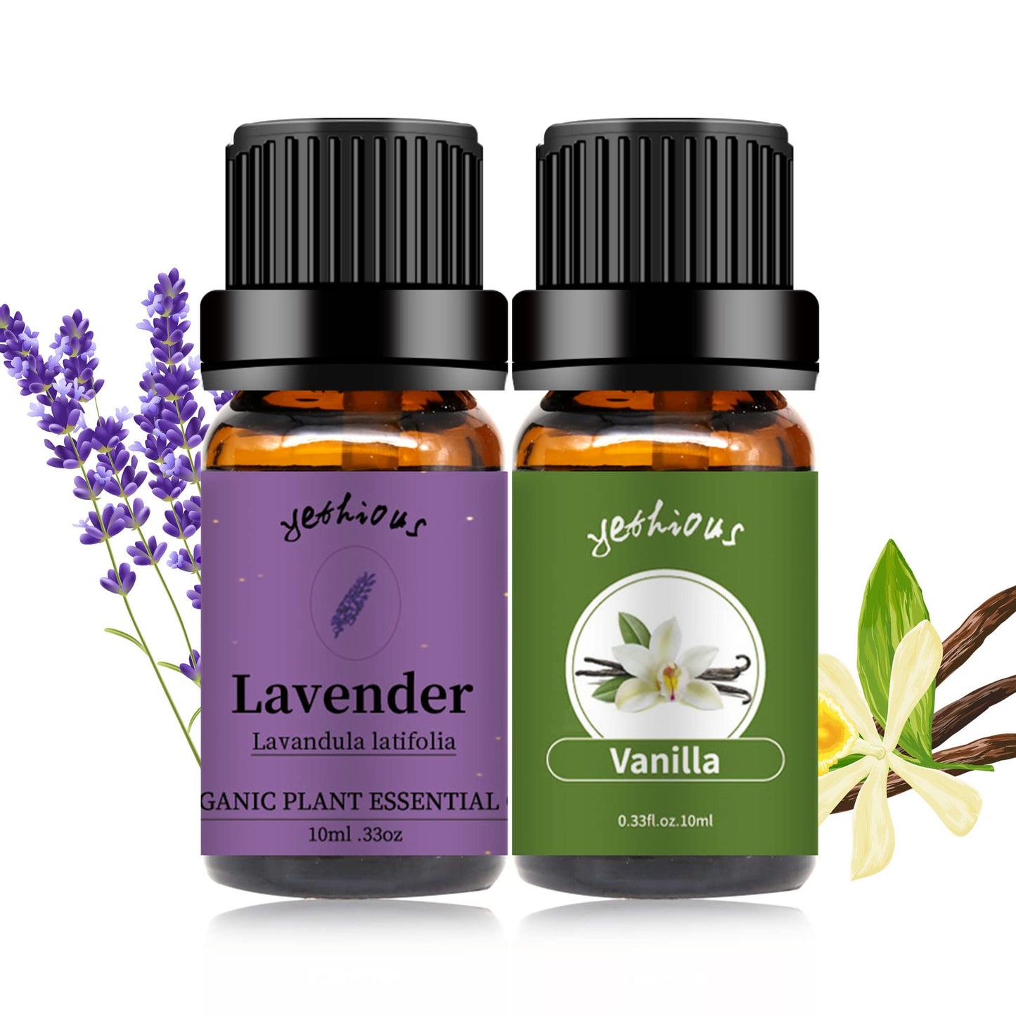 yethious Vanilla & Lavender Essential Oil Set – 2x10ml | 100% Pure