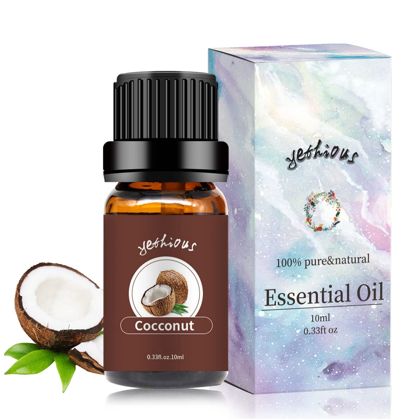 Yethious Coconut Essential Oil 10ml for Diffuser, Hair, Skin & Massage | Pure Organic Coconut Oil