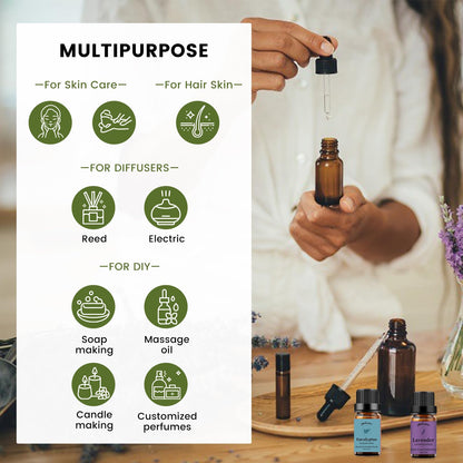 yethious Lavender Eucalyptus Essential Oil – Organic Pure Plant Lavender Oil for Diffuser, Skin & Hair Care
