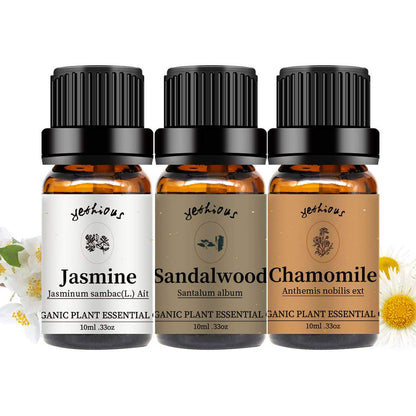Yethious Jasmine Chamomile Sandalwood Essential Oil Set – Organic 3 Pack | 100% Pure