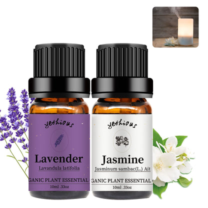 Yethious Jasmine & Lavender Essential Oil Set – Organic, Pure for Diffusers & Aromatherapy