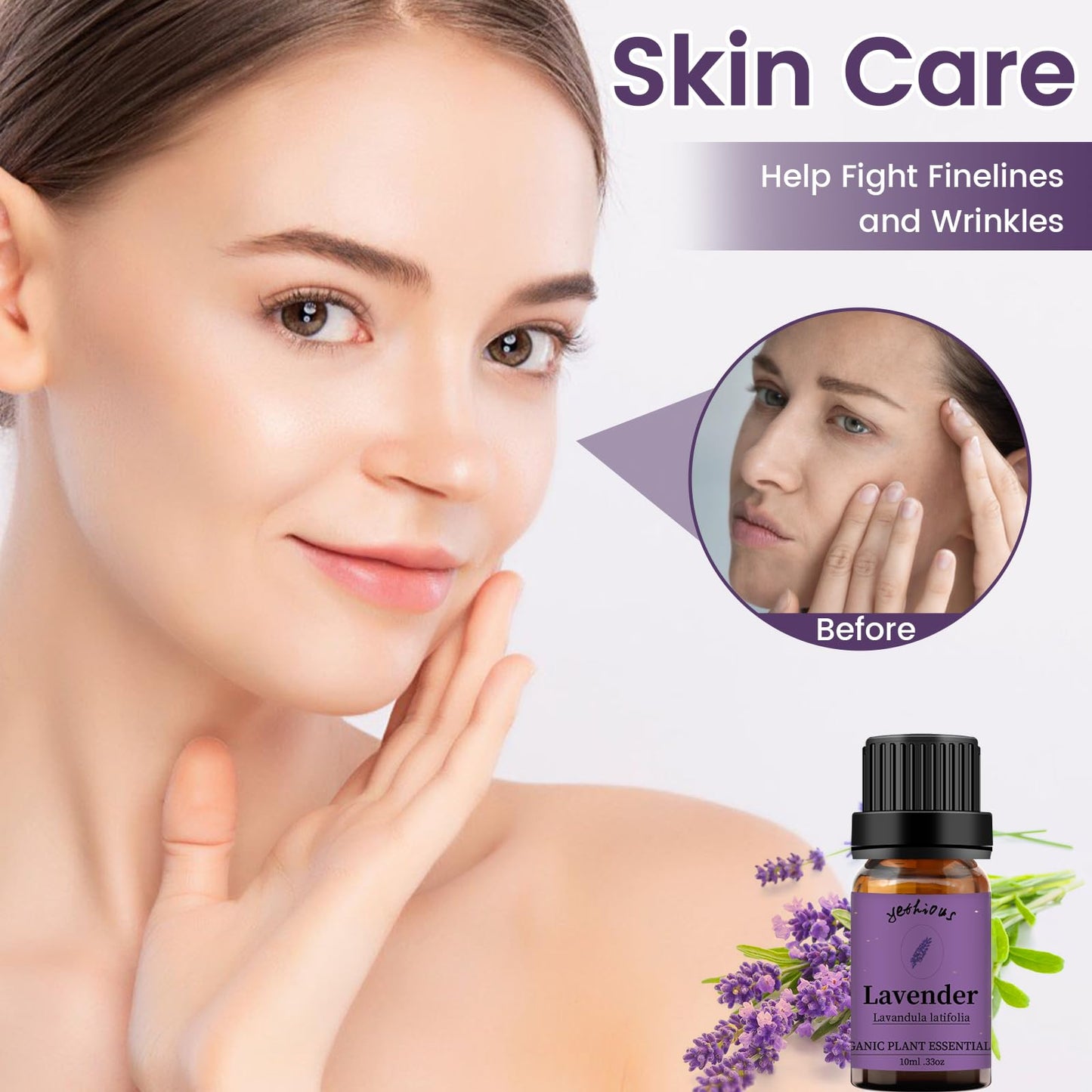 Yethious Lavender Essential Oil for Diffuser & Aromatherapy | Pure Organic Lavender Oil