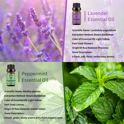 Yethious Lavender Peppermint Oil Set - 2 Pack 10ml | Aromatherapy Oils for Diffuser, Soap & Candle Making