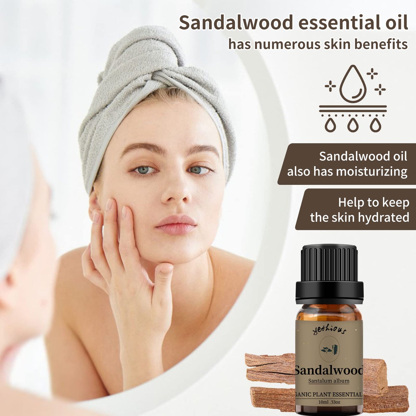 Yethious Lavender Vanilla Sandalwood Essential Oil - 100% Pure Organic Lavender Oil for Diffuser, Aromatherapy, Skin & Massage