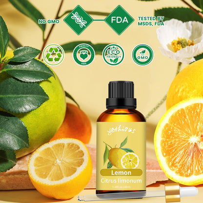 Yethious Lemon Essential Oil - Pure 100ML for Diffuser, Skincare, Hair, Perfume, Candle & Soap Making