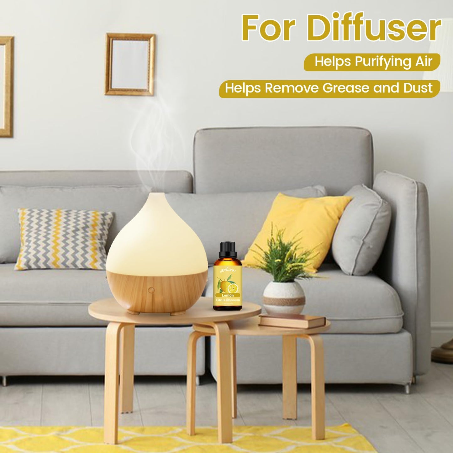 Yethious Lemon Essential Oil - Pure 100ML for Diffuser, Skincare, Hair, Perfume, Candle & Soap Making