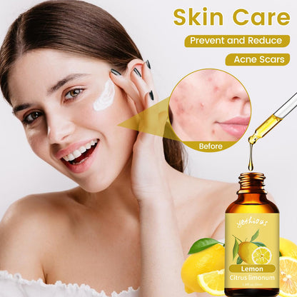 Yethious Lemon Essential Oil - Pure 100ML for Diffuser, Skincare, Hair, Perfume, Candle & Soap Making