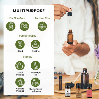 Yethious Rose Jasmine Chamomile Essential Oil Set – 100% Pure Organic, 3 x 10ml for Diffuser, Soap & Candle Making
