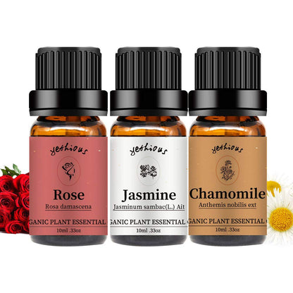 Yethious Rose Jasmine Chamomile Essential Oil Set – 100% Pure Organic, 3 x 10ml for Diffuser, Soap & Candle Making