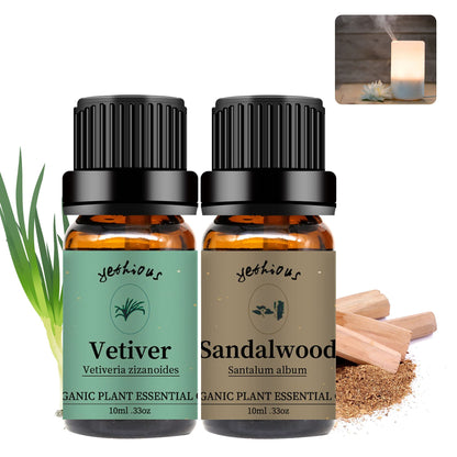 Yethious Sandalwood Vetiver Essential Oil Set – 2 x 10ml | 100% Pure & Undiluted