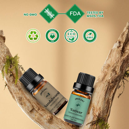 Yethious Sandalwood Vetiver Essential Oil Set – 2 x 10ml | 100% Pure & Undiluted