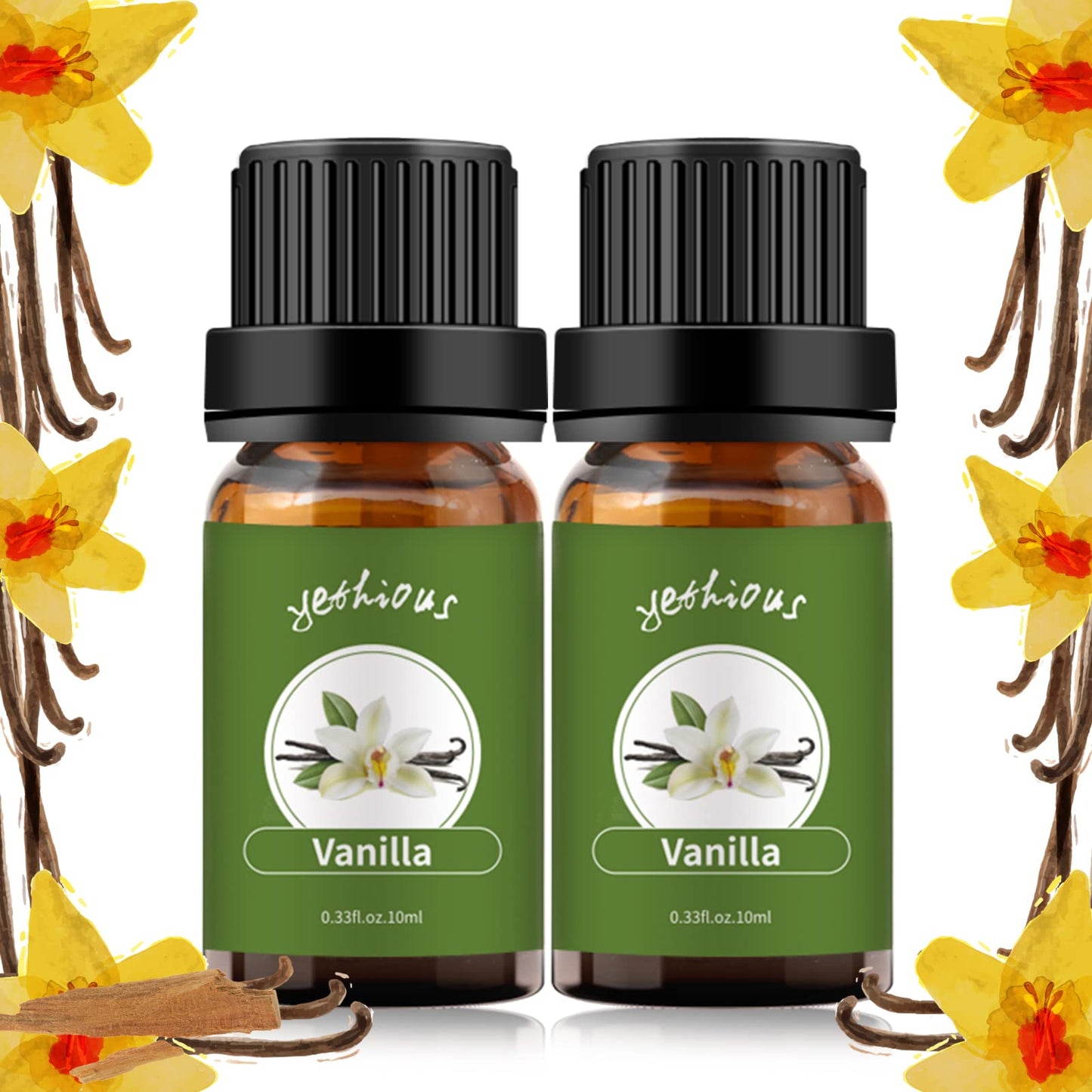Yethious 2 Pack Vanilla Essential Oil – 100% Pure Organic Vanilla