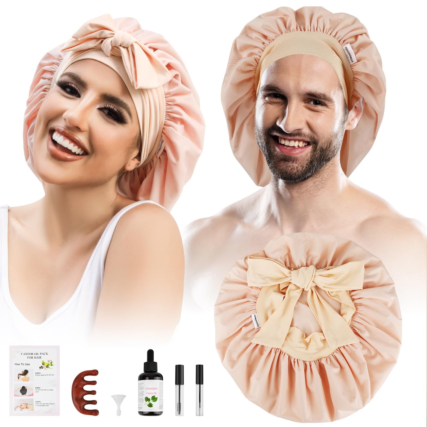 YEXIAOBOY Castor Oil Hair Wrap – Reusable Oil-Proof Hair Treatment (Extra Large)