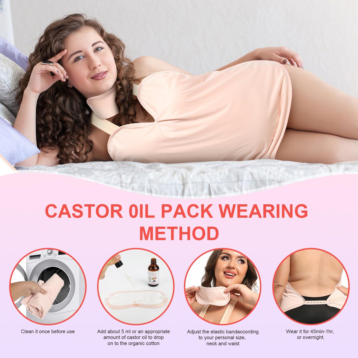YEXIAOBOY Castor Oil Pack Kit – 2oz Organic Cold-Pressed Castor Oil Gift Box
