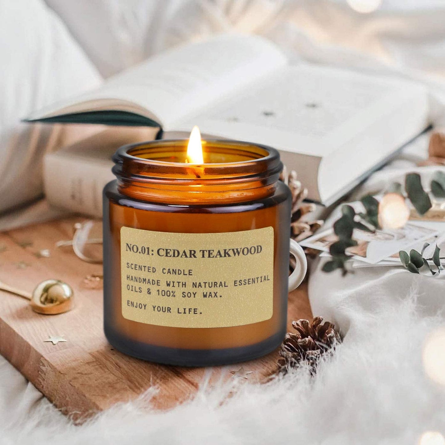 YFYTRE 4 Pack Scented Soy Candles – Amber Jar Gift Set