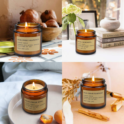 YFYTRE 4 Pack Scented Soy Candles – Amber Jar Gift Set