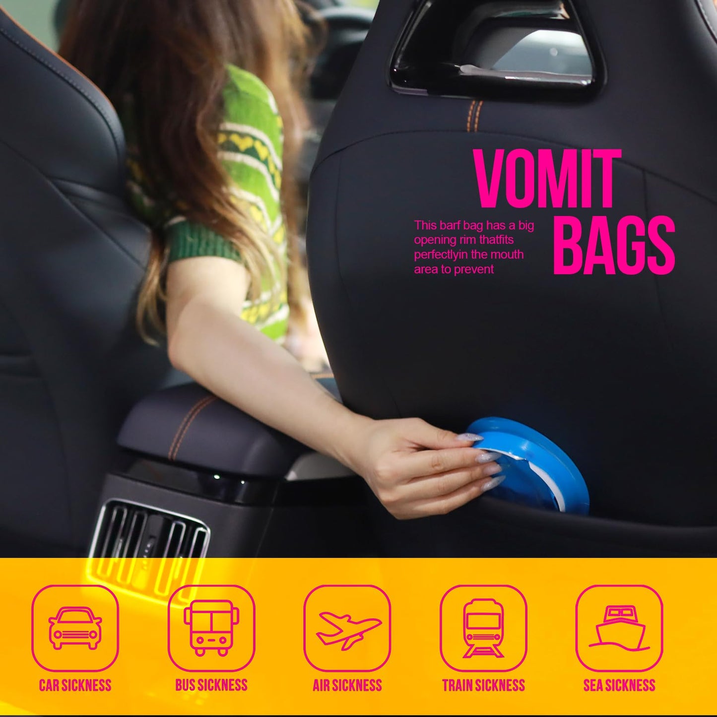 YGDZ Vomit Bags Disposable – 15 Pack, 1000ml, Leak-Resistant Emesis Bags for Travel & Nausea