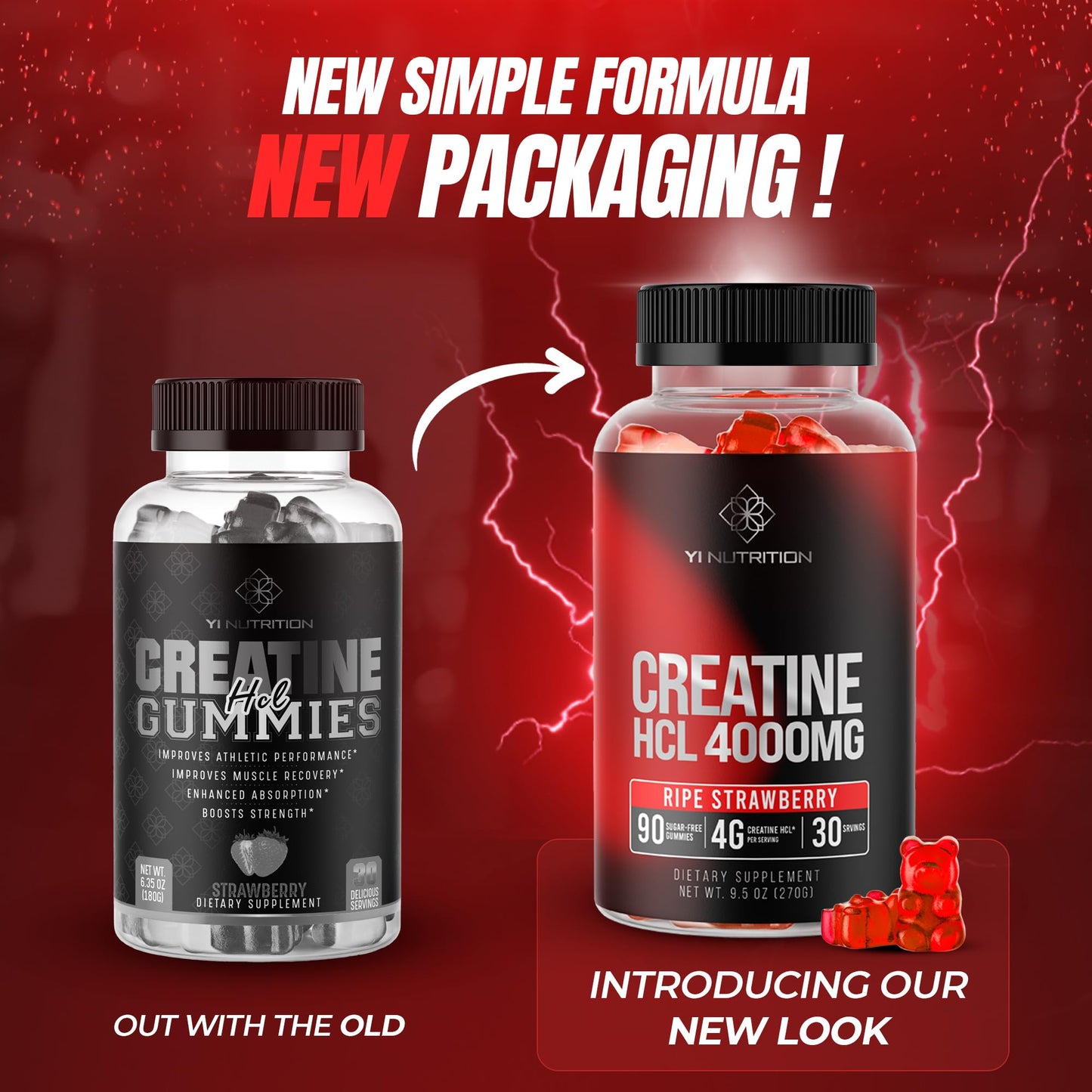 Yi Nutrition Creatine HCL Gummy – World's First 4000MG Creatine HCL Gummies, 90 Count