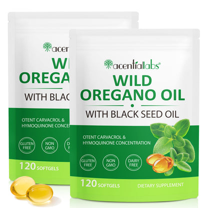 YIEEGCM Wild Oregano Oil Softgels with Black Seed Oil – 6,000mg/Serving, 120 Caps | Plant-Based, Non-GMO, High Carvacrol