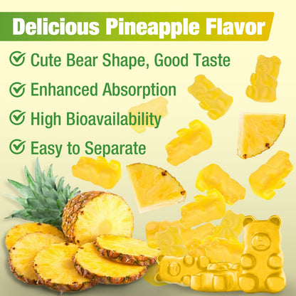 Yikecao 2 Pack Potassium Citrate Gummies 1500mg – Sugar-Free Pineapple, Muscle & Electrolyte Support, 120 Count