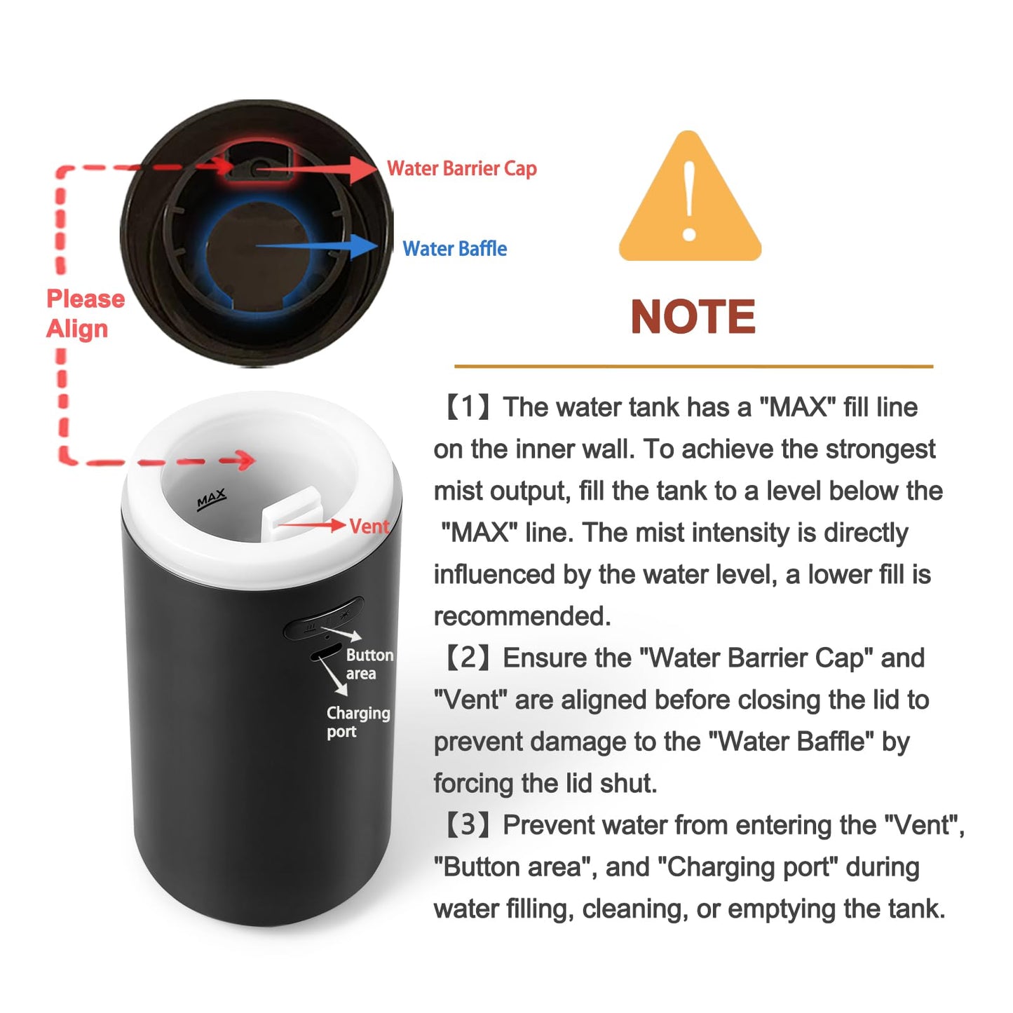 YIXIUTEN Essential Oil Car Diffuser - 3000mAh Battery, Auto On/Off, 4/8 Hour Timers, Black