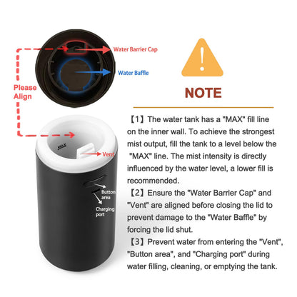 YIXIUTEN Essential Oil Car Diffuser - 3000mAh Battery, Auto On/Off, 4/8 Hour Timers, Black
