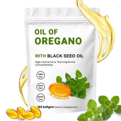 YKJHCSL 2-in-1 Oil of Oregano Softgels – Organic Oregano & Black Seed Oil, Non-GMO