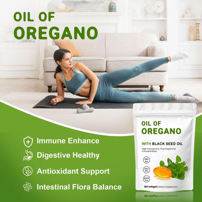 YKJHCSL 2-in-1 Oil of Oregano Softgels – Organic Oregano & Black Seed Oil, Non-GMO