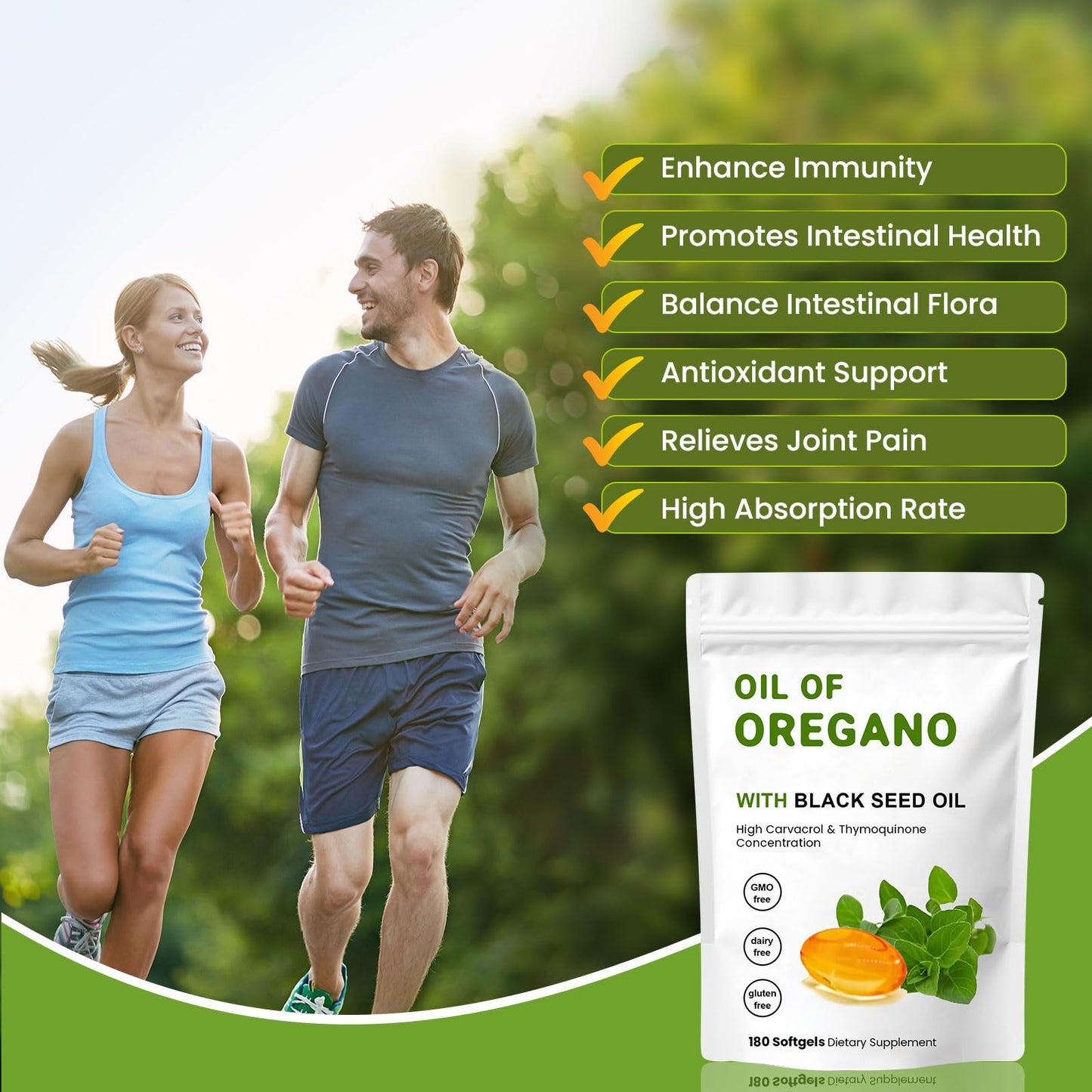 YKJHCSL 2-in-1 Oil of Oregano Softgels – Organic Oregano & Black Seed Oil, Non-GMO