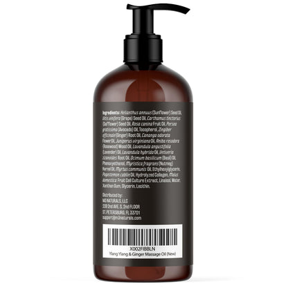 Ylang Ylang + Ginger Lymphatic Drainage Massage Oil – Collagen & Stem Cells | 8oz | M3 Naturals