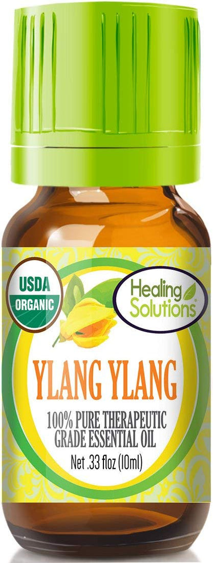 Healing Solutions Organic Ylang Ylang Essential Oil 0.33 oz (10 ml) – Pure, Undiluted
