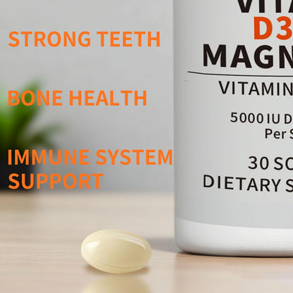 YMINGKJ Vitamin D3 5000 IU & K2 MK-7 Softgels with Magnesium | 30 Softgels | Non-GMO