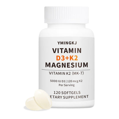 YMINGKJ Vitamin D3 K2 5000 IU 120 Softgels with Magnesium – Bone Health & Immune Support