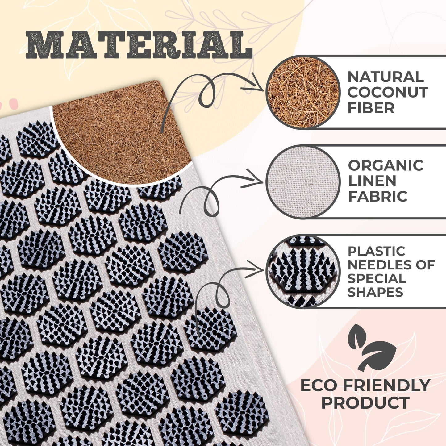 Acupressure Mat Set – 6,210 Points for Pain Relief & Relaxation (Soft Cream)