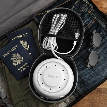 YOGASLEEP Dohm (White/Gray) & Travel Case — Original White Noise Machine for Sleep, Baby, Office | 2-Piece Set