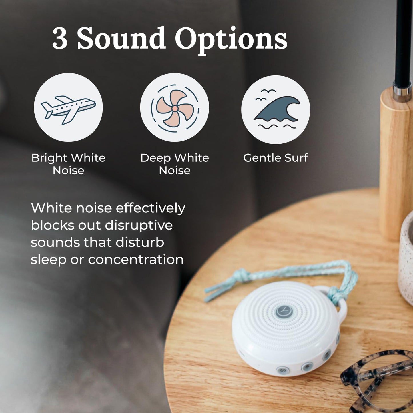 Yogasleep Rohm Portable White Noise Sound Machine + Travel Case – Grey